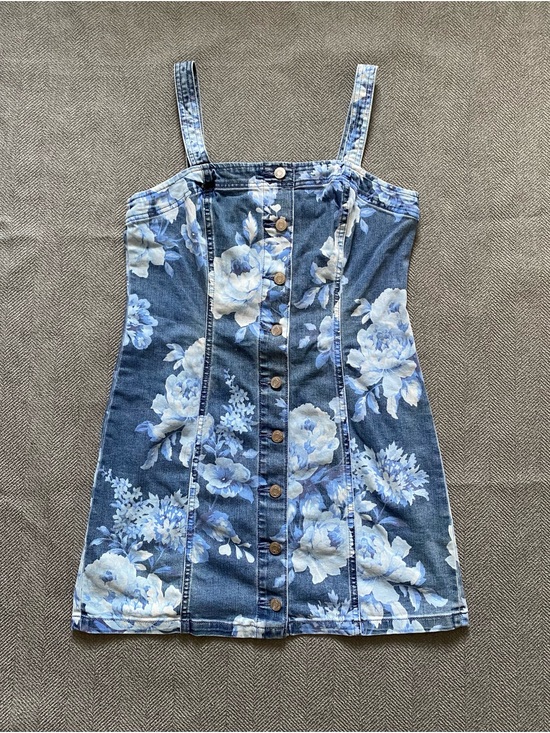 GAP Dresses & Skirts - GAP Blue and White Floral Button-Front Denim Mini Dress